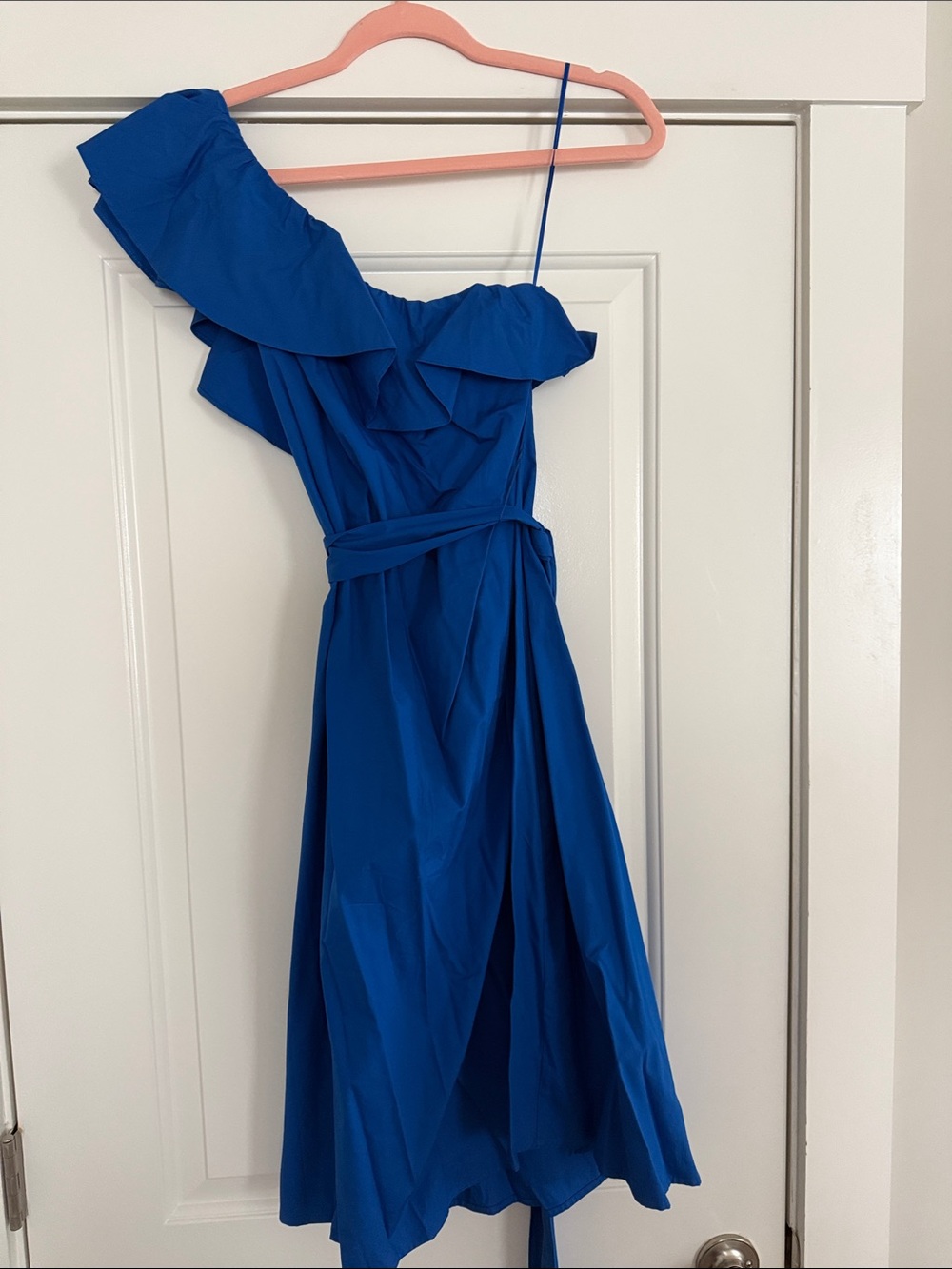 Banana Republic Cobalt One-Shoulder Ruffle Dress
